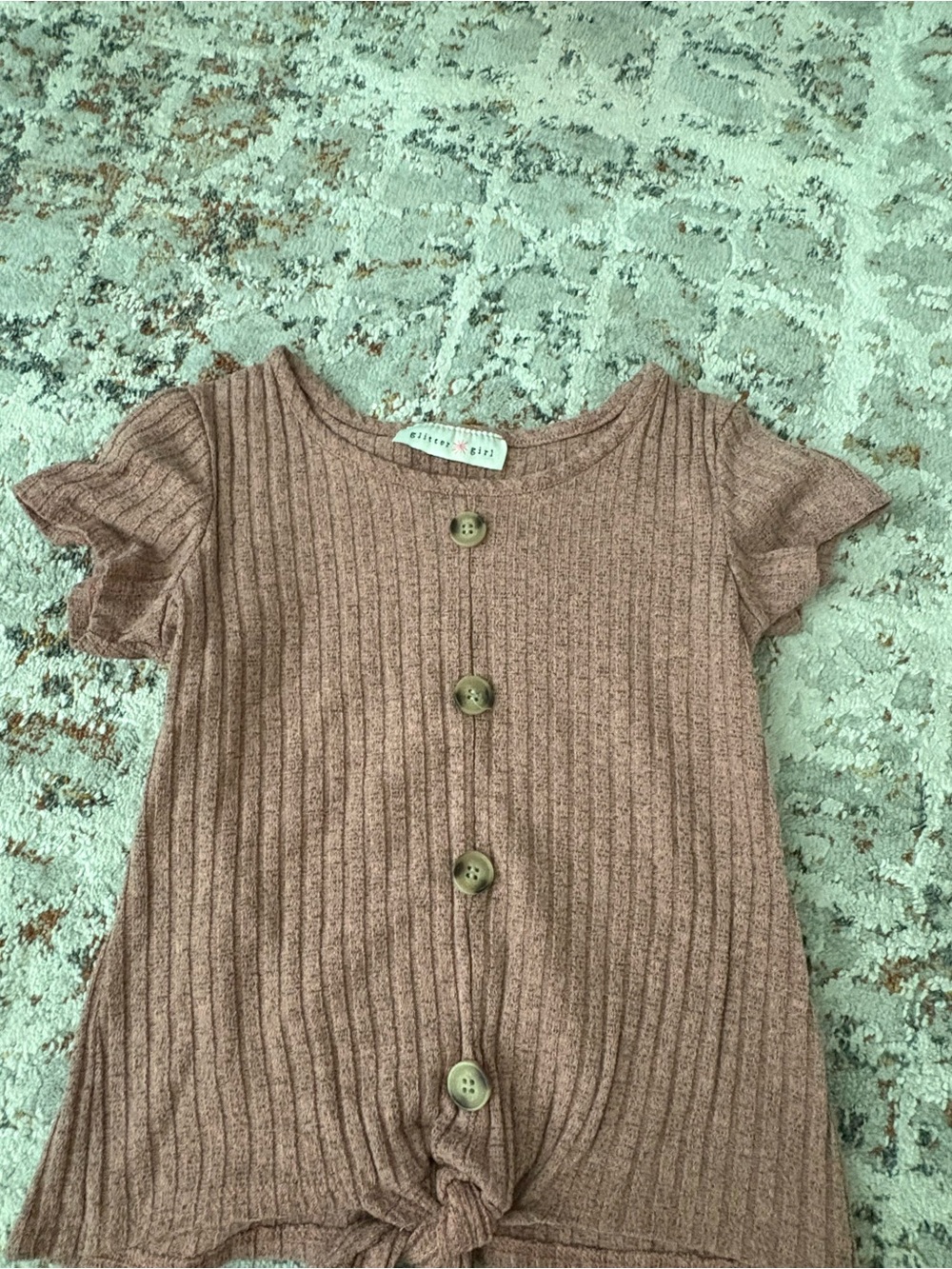 Ruffle Sleeve Knot-Front Top - Dusty Rose
